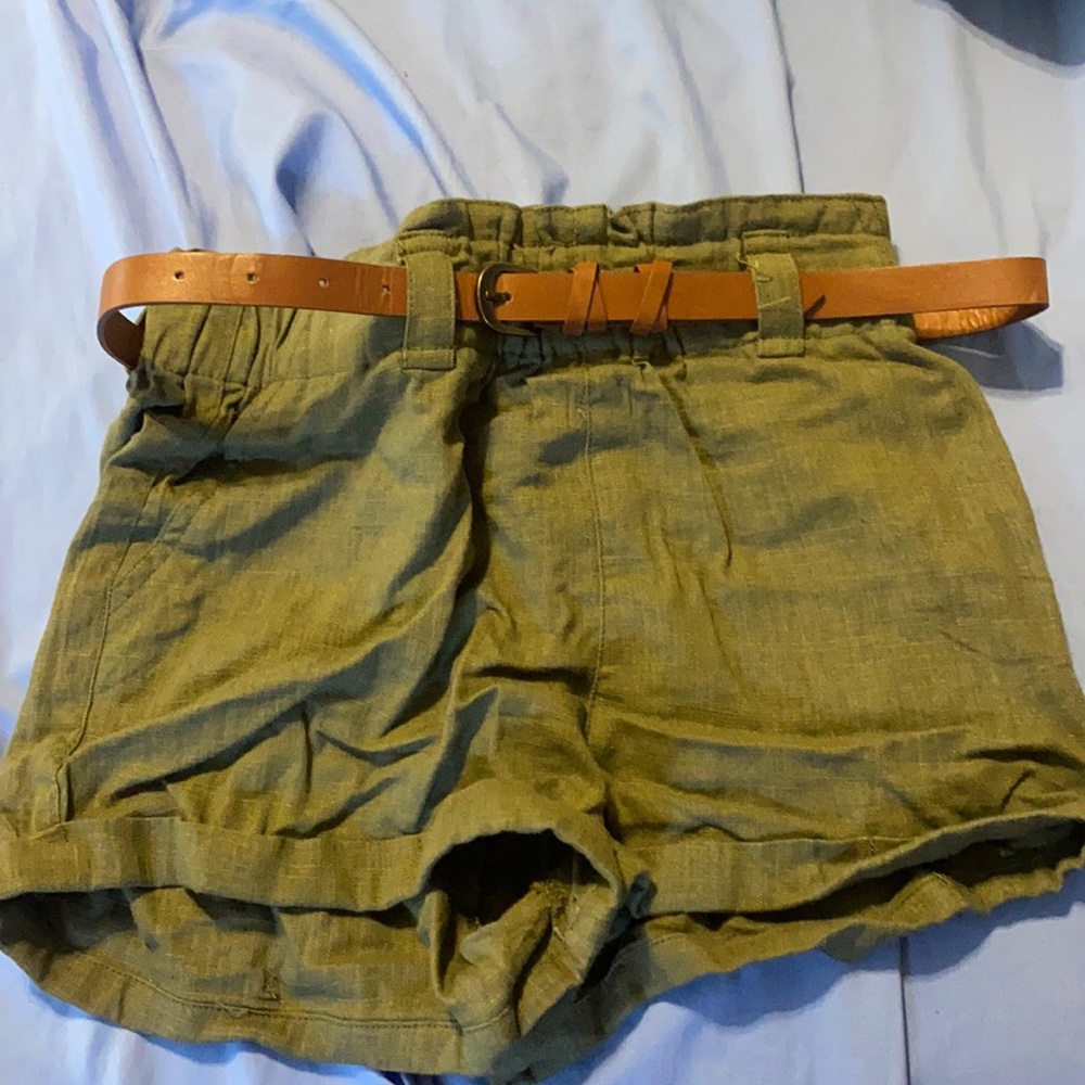 Olive green shorts with belt size small